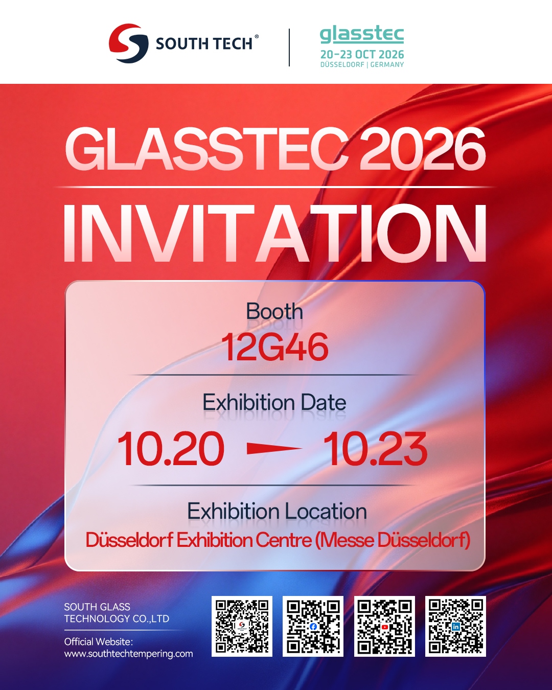 Southtech Glasstec 2026 invitation 1